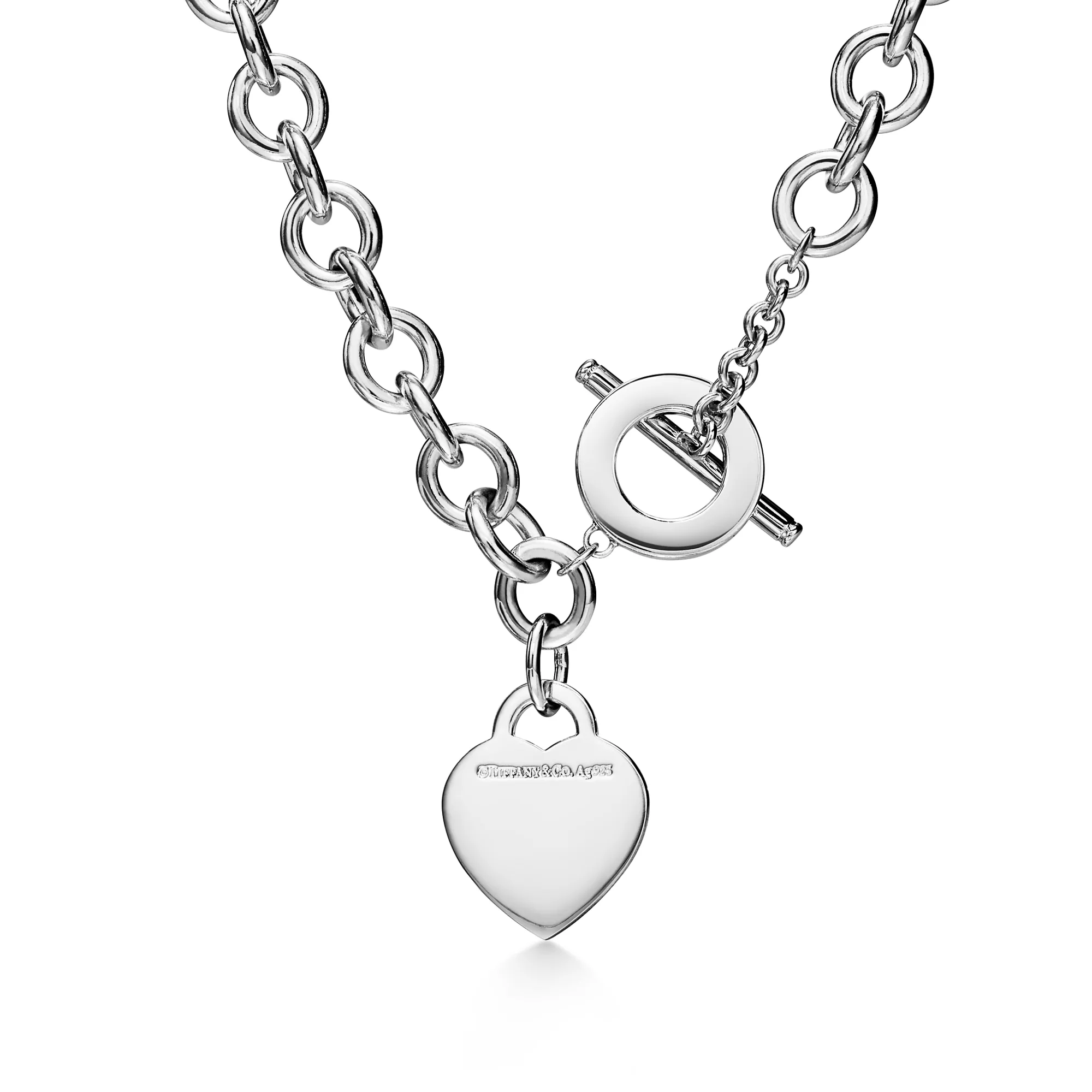 Heart Tag Necklace in Silver with a Diamond Medium Back